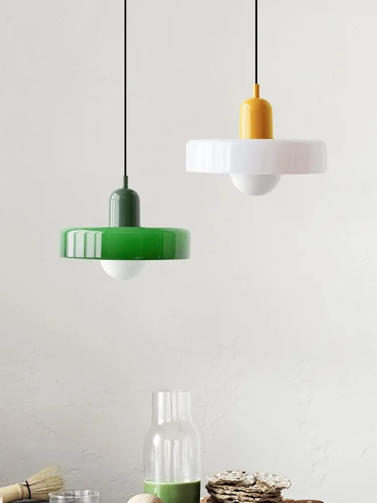 Nordic Bauhaus Glass Chandelier Retro Pendant Light Fixture for Dining Room, Living Room, Bedroom, Bar, Cafe - Adjustable 1.4M Cord, E27 Warm LED Bulb Compatible thumbnail 5