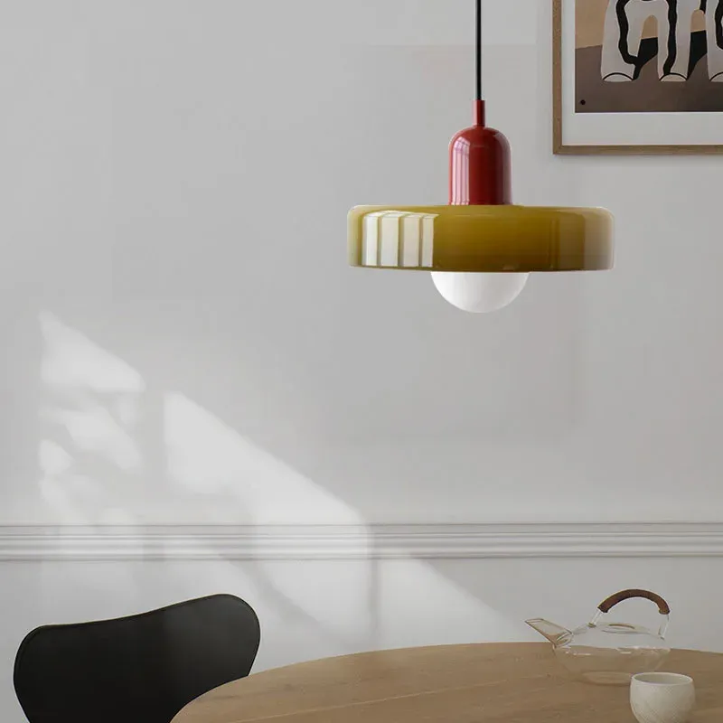 Nordic Bauhaus Glass Chandelier Retro Pendant Light Fixture for Dining Room, Living Room, Bedroom, Bar, Cafe - Adjustable 1.4M Cord, E27 Warm LED Bulb Compatible showcase 19