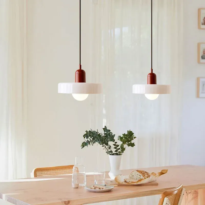 Nordic Bauhaus Glass Chandelier Retro Pendant Light Fixture for Dining Room, Living Room, Bedroom, Bar, Cafe - Adjustable 1.4M Cord, E27 Warm LED Bulb Compatible showcase 23