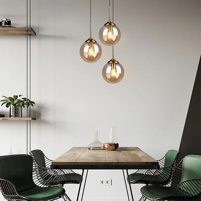 Modern Luxury Metal Chandelier with Glass Pendant Lamp - Nordic Creative LED Light for Living Room, Dining Room, Bedside, Bar, Attic - Amber, Transparent, Smoky Gray thumbnail 3