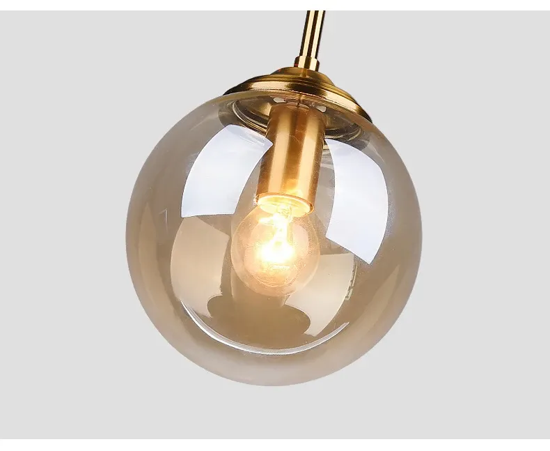 Modern Luxury Metal Chandelier with Glass Pendant Lamp - Nordic Creative LED Light for Living Room, Dining Room, Bedside, Bar, Attic - Amber, Transparent, Smoky Gray showcase 6