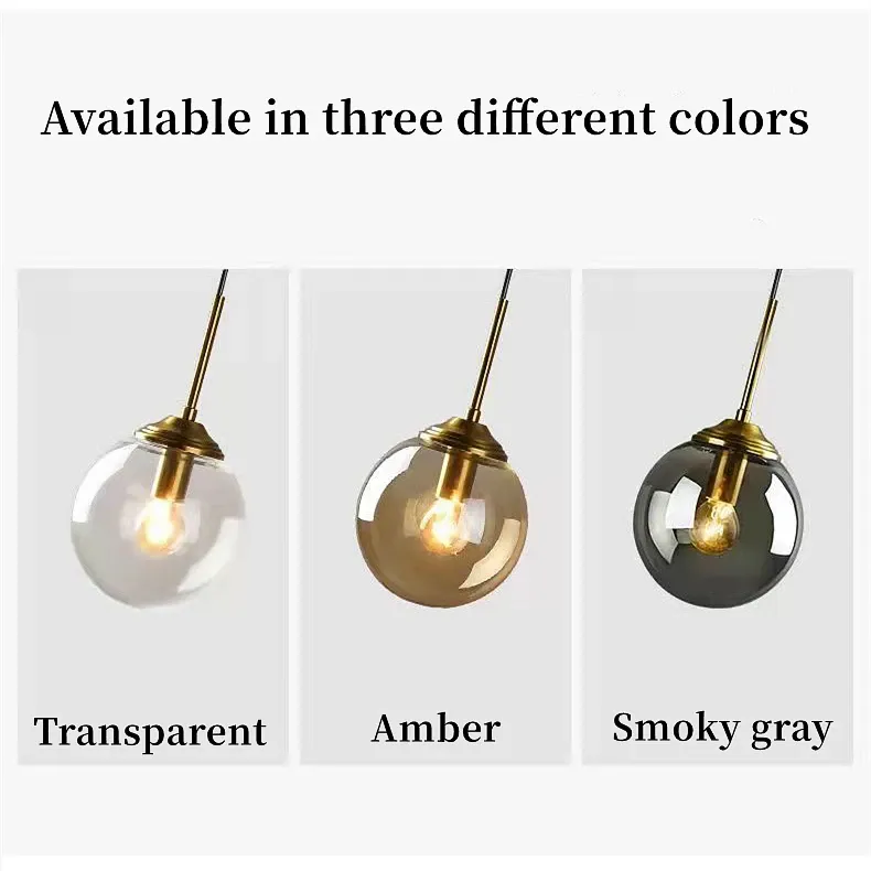 Modern Luxury Metal Chandelier with Glass Pendant Lamp - Nordic Creative LED Light for Living Room, Dining Room, Bedside, Bar, Attic - Amber, Transparent, Smoky Gray showcase 5