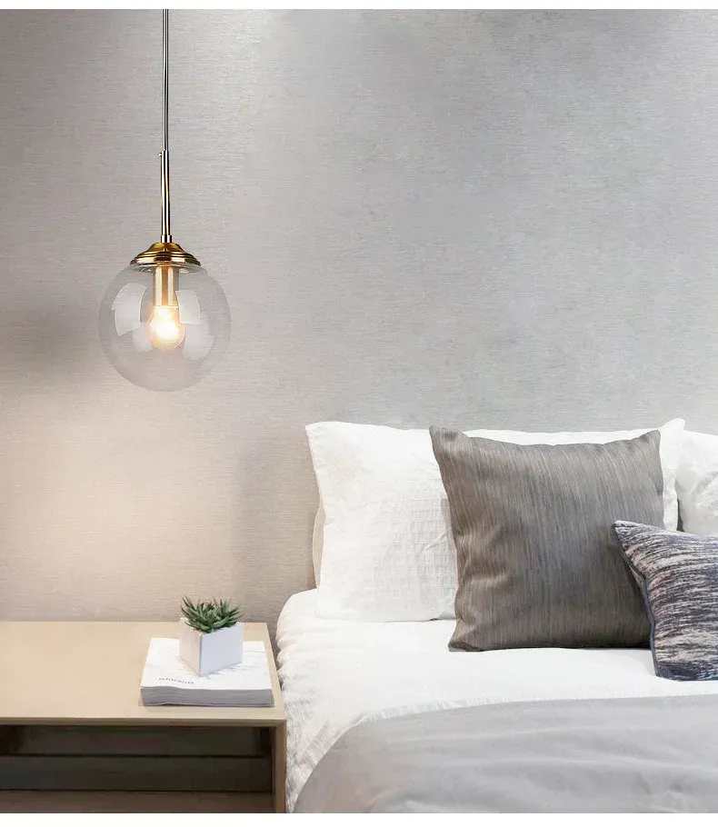 Modern Luxury Metal Chandelier with Glass Pendant Lamp - Nordic Creative LED Light for Living Room, Dining Room, Bedside, Bar, Attic - Amber, Transparent, Smoky Gray showcase 12