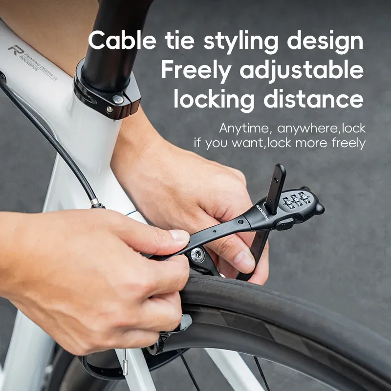 ROCKBROS Portable Bicycle Lock Cable Tie with Zinc Alloy Lock, Anti-Theft Password Lock, Freely Adjustable Safety Rope Lock for Helmets and Bikes thumbnail 2