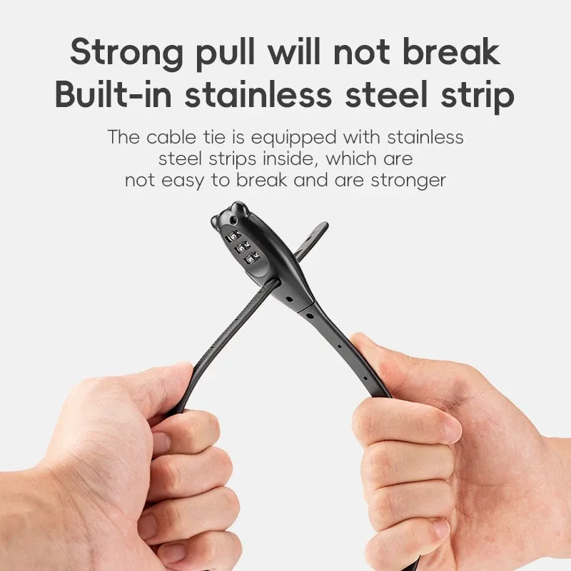 ROCKBROS Portable Bicycle Lock Cable Tie with Zinc Alloy Lock, Anti-Theft Password Lock, Freely Adjustable Safety Rope Lock for Helmets and Bikes thumbnail 5
