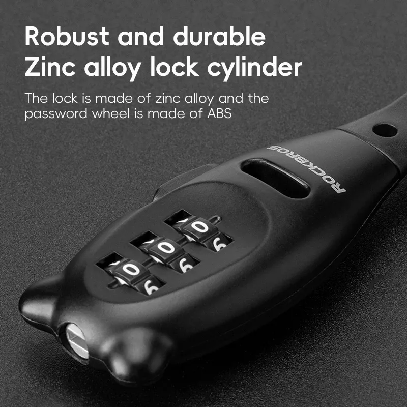ROCKBROS Portable Bicycle Lock Cable Tie with Zinc Alloy Lock, Anti-Theft Password Lock, Freely Adjustable Safety Rope Lock for Helmets and Bikes thumbnail 4