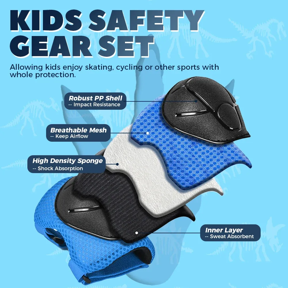 VICTGOAL Kids Bicycle Helmet & Protective Gear Set - Adjustable Safety Cycling, Skating, Scooter Helmet with Knee & Elbow Pads for Children Aged 3-8 thumbnail 6