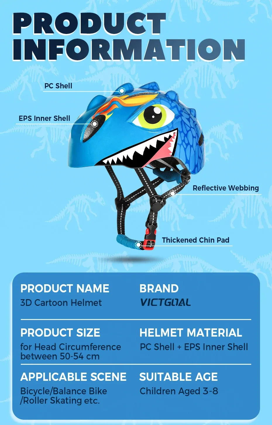 VICTGOAL Kids Bicycle Helmet & Protective Gear Set - Adjustable Safety Cycling, Skating, Scooter Helmet with Knee & Elbow Pads for Children Aged 3-8 showcase 2