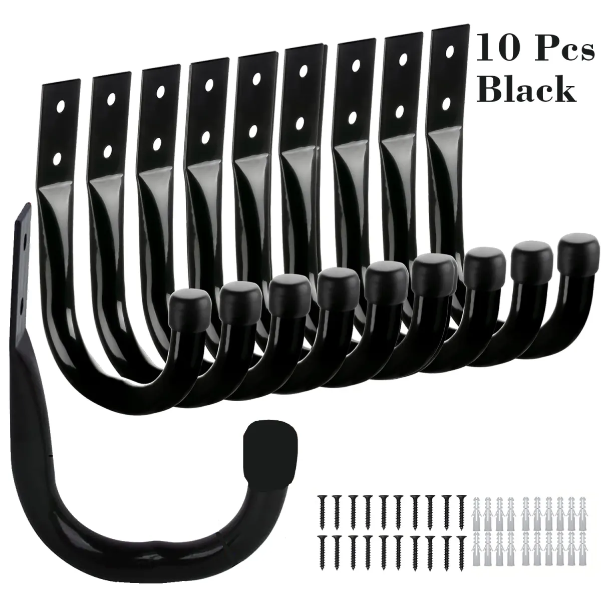 Heavy-Duty Garage Storage Hooks - Pack of 6 Large Black Wall-Mounted J Hooks for Tools, Extension Cords, Cables, and Equipment Organization showcase 3