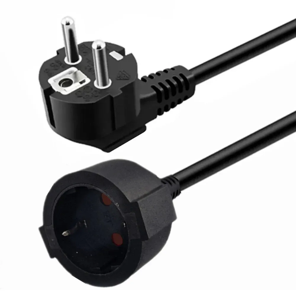 Durable EU Schuko Power Extension Cord Cable - 16A/250V, 3x0.75mm² Pure Copper, Nickel-Plated Brass Connectors, 5M/3M/1.5M/1M Lengths for Indoor Use showcase 6