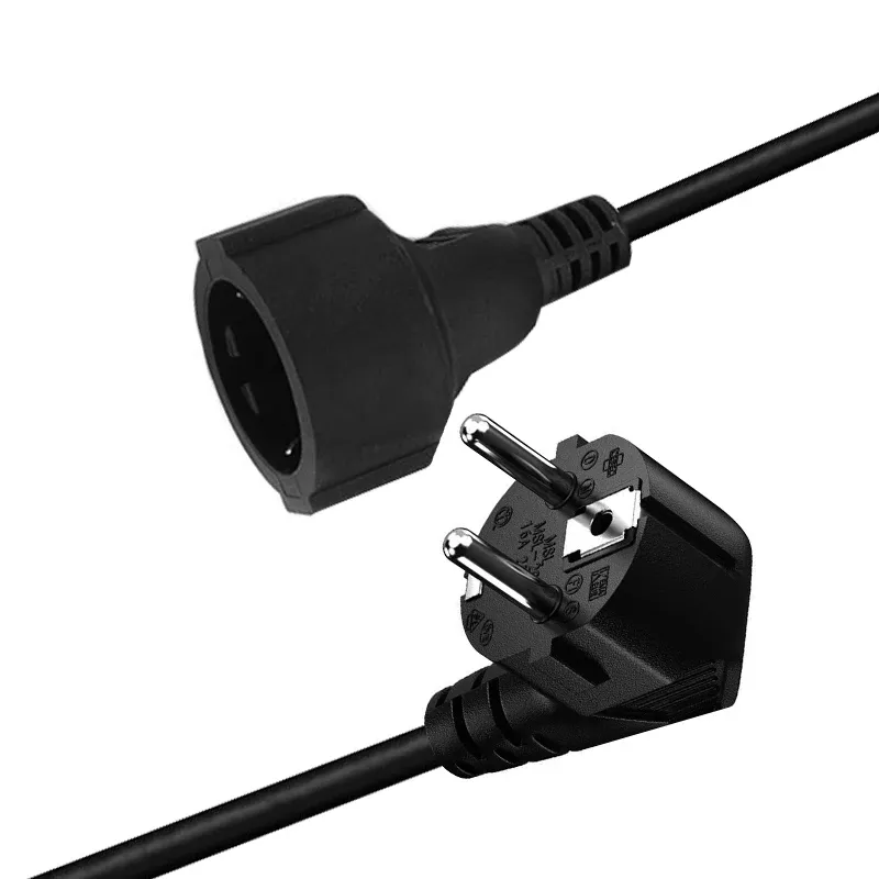Durable EU Schuko Power Extension Cord Cable - 16A/250V, 3x0.75mm² Pure Copper, Nickel-Plated Brass Connectors, 5M/3M/1.5M/1M Lengths for Indoor Use showcase 1