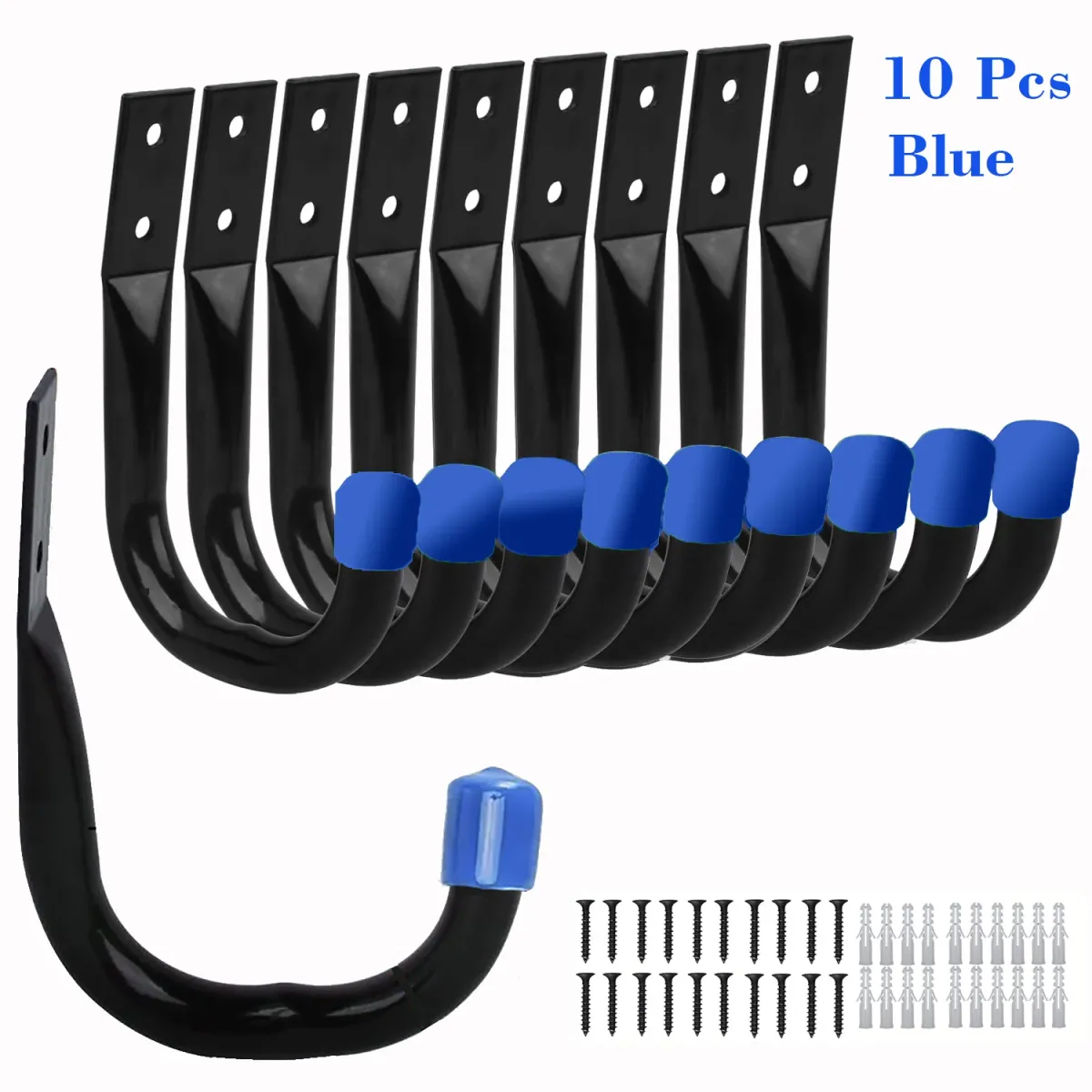 Heavy-Duty Garage Hooks - Pack of 6 Large Wall-Mounted Storage Hooks for Tools, Extension Cords, Cables, and More - Black Powder-Coated Steel for Maximum Durability showcase 5