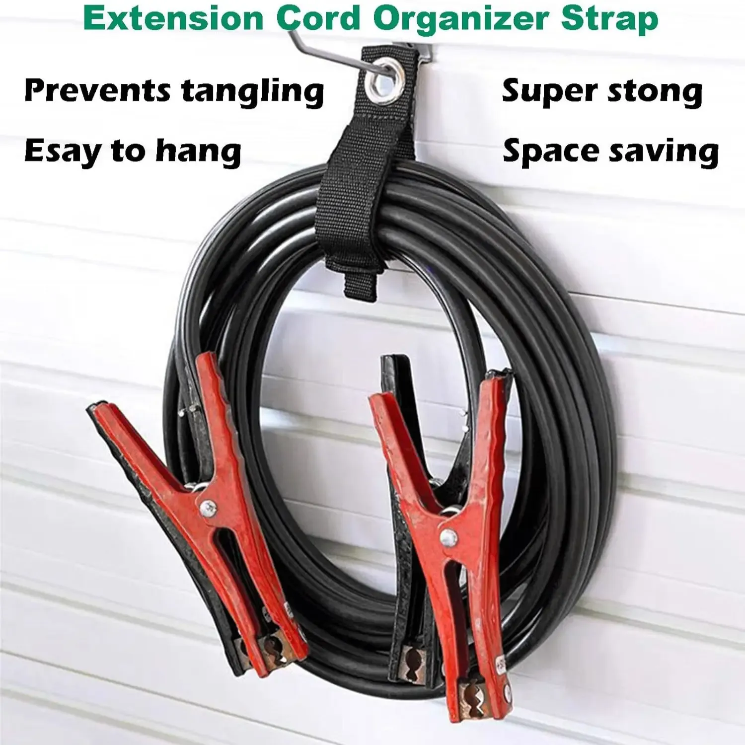Heavy-Duty Extension Cord Holder Organizer Strap with Stainless Steel Grommet for Garage, Shed, Work Van - Weatherproof Polypropylene, 50 lbs Capacity thumbnail 2