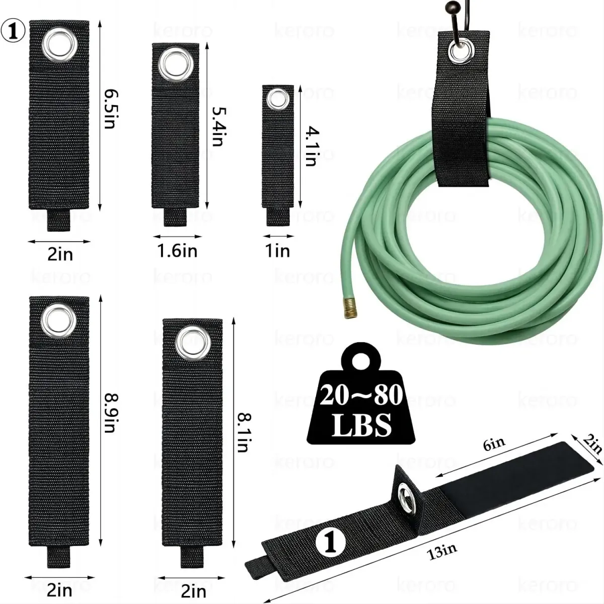 Heavy-Duty Extension Cord Holder Organizer Strap with Stainless Steel Grommet for Garage, Shed, Work Van - Weatherproof Polypropylene, 50 lbs Capacity showcase 5