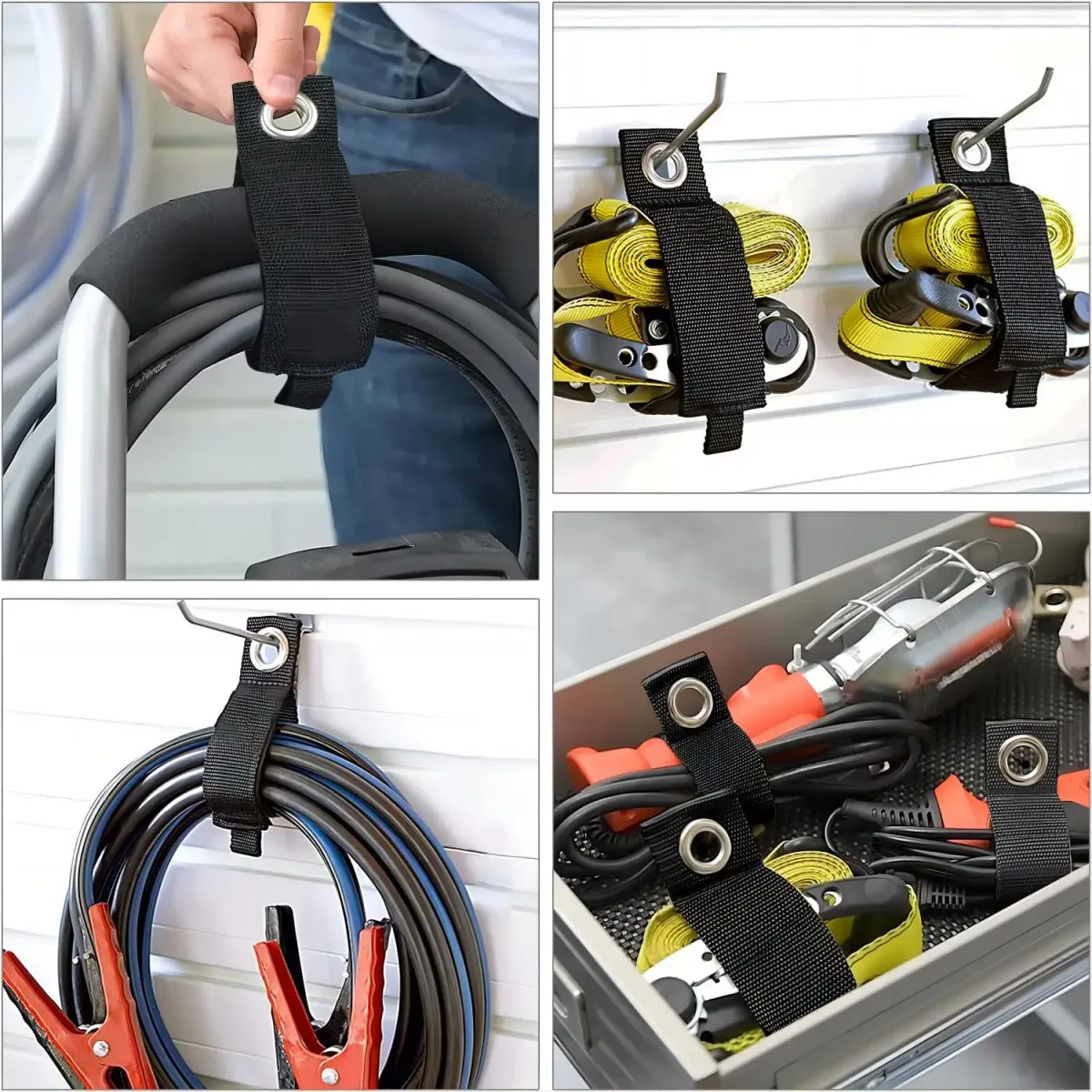 Heavy-Duty Extension Cord Holder Organizer Strap with Stainless Steel Grommet for Garage, Shed, Work Van - Weatherproof Polypropylene, 50 lbs Capacity showcase 8