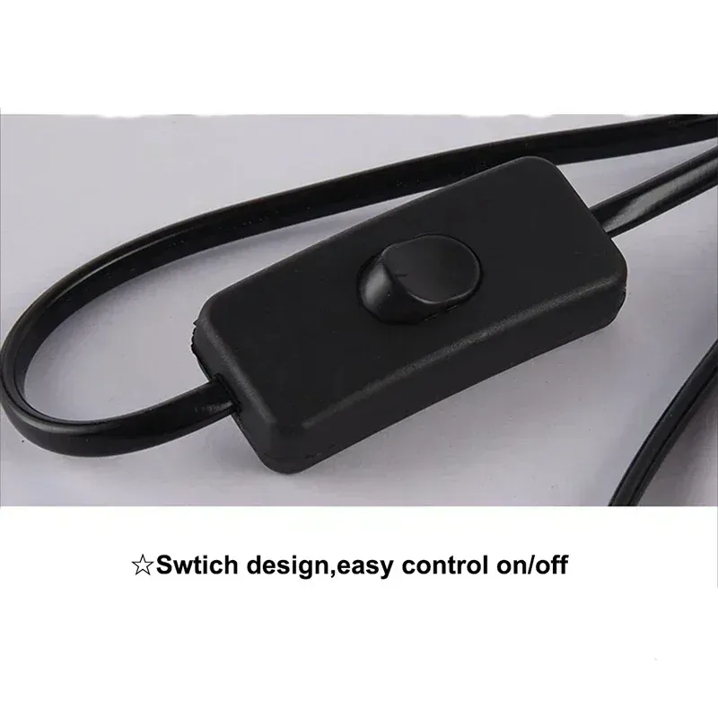 EU Plug 2-Pin Extension Power Cord with Inline On/Off Switch for Desk Lamps and Small Appliances, 1.2m, White/Black thumbnail 3