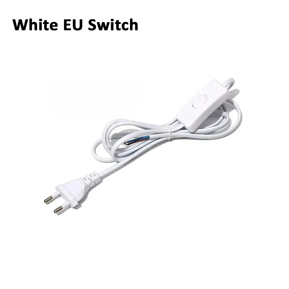 EU Plug 2-Pin Extension Power Cord with Inline On/Off Switch for Desk Lamps and Small Appliances, 1.2m, White/Black showcase 3