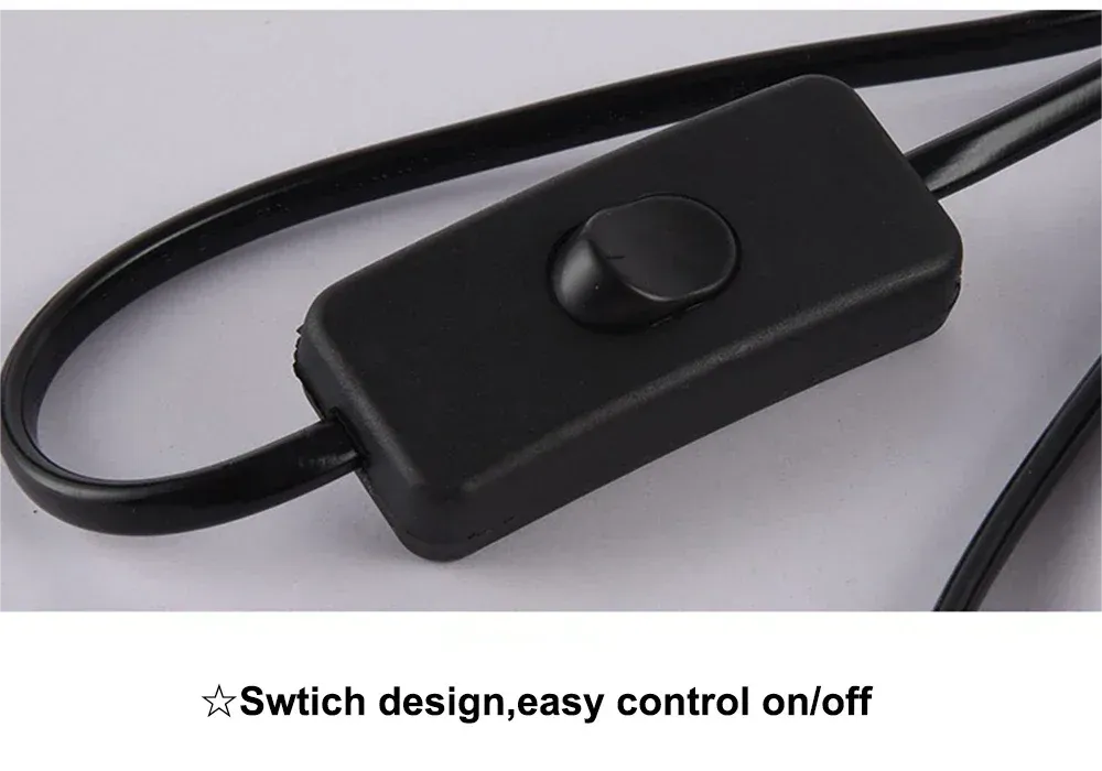 EU Plug 2-Pin Extension Power Cord with Inline On/Off Switch for Desk Lamps and Small Appliances, 1.2m, White/Black showcase 5