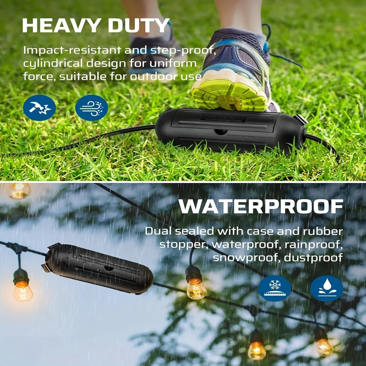 Heavy-Duty Waterproof Outdoor Extension Cord Cover Box - IP44 Weatherproof Safety Housing Case for Electrical Cords, Durable PVC Spiral Wrap Design for Secure Fit showcase 8