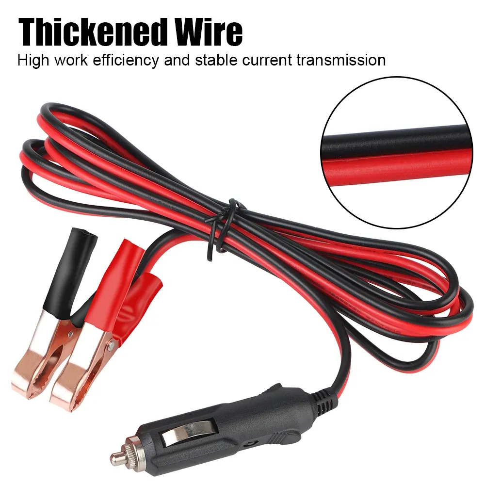 12V/24V Car Cigarette Lighter Extension Cord with Crocodile Clips, 1.5M Heavy Duty 15A Fuse Power Adapter Cable for GPS, Dash Cams, Vehicle Devices thumbnail 6