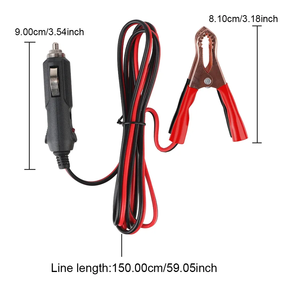12V/24V Car Cigarette Lighter Extension Cord with Crocodile Clips, 1.5M Heavy Duty 15A Fuse Power Adapter Cable for GPS, Dash Cams, Vehicle Devices showcase 9
