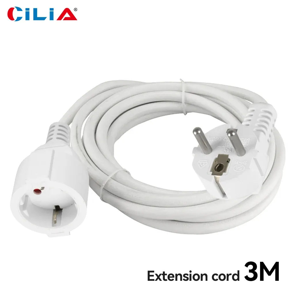 3M/5M/10M EU Plug Power Extension Cord, 16A/250V Heavy Duty Socket with 1.5mm² Wire, 3680W Max Power, CE Certified Safety Cable for European Devices thumbnail 3