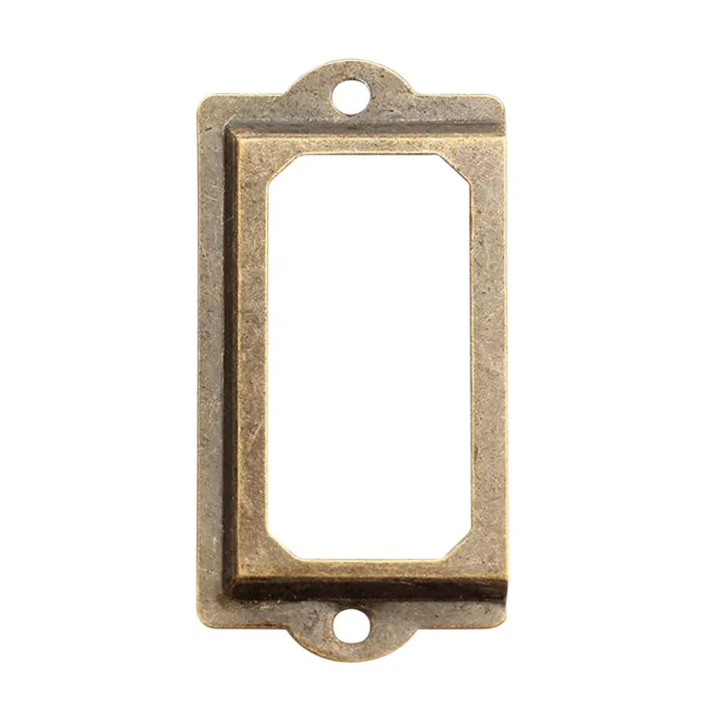 12Pcs Antique Brass Metal Label Pull Handles with Screws for Furniture Cabinets, Drawers, Boxes, and Bins - Vintage Retro Style Card Holders showcase 5