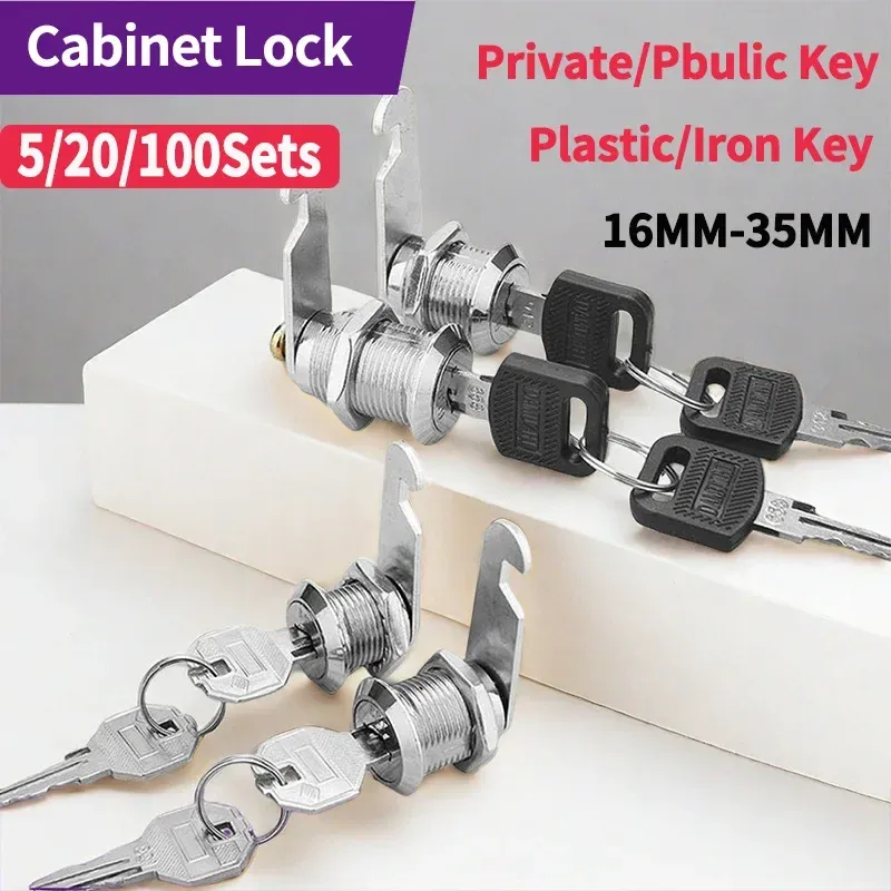 Metal Cylinder Cam Lock with 2 Keys for Cabinets, Lockers, Drawers, Mailboxes, File Cabinets - Available in Same Key or Different Key Options, 16mm thumbnail 1