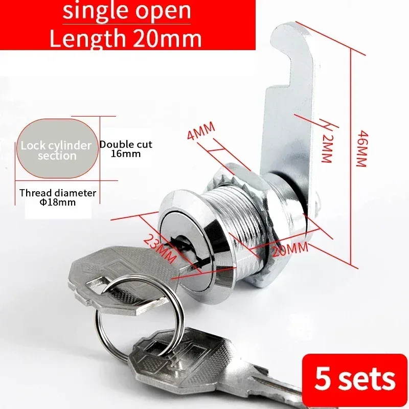 Metal Cylinder Cam Lock with 2 Keys for Cabinets, Lockers, Drawers, Mailboxes, File Cabinets - Available in Same Key or Different Key Options, 16mm showcase 12