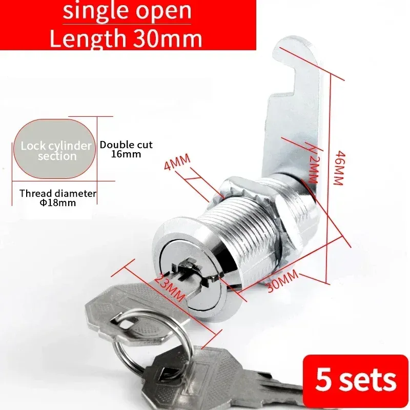 Metal Cylinder Cam Lock with 2 Keys for Cabinets, Lockers, Drawers, Mailboxes, File Cabinets - Available in Same Key or Different Key Options, 16mm showcase 14
