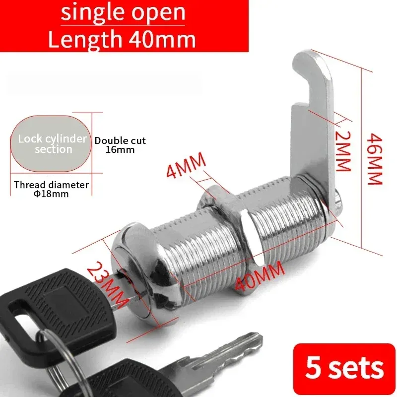Metal Cylinder Cam Lock with 2 Keys for Cabinets, Lockers, Drawers, Mailboxes, File Cabinets - Available in Same Key or Different Key Options, 16mm showcase 10