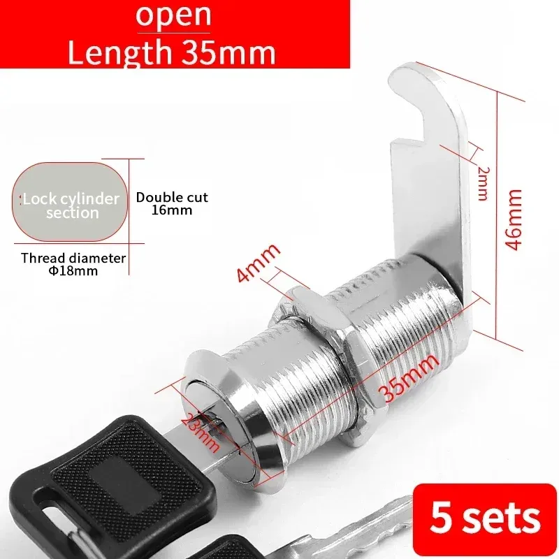 Metal Cylinder Cam Lock with 2 Keys for Cabinets, Lockers, Drawers, Mailboxes, File Cabinets - Available in Same Key or Different Key Options, 16mm showcase 20