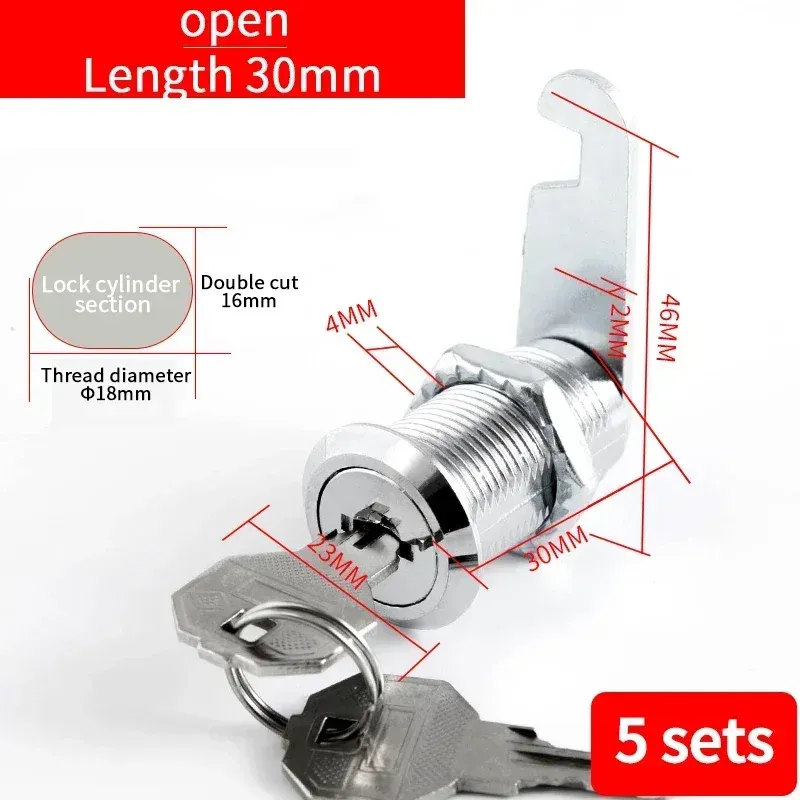 Metal Cylinder Cam Lock with 2 Keys for Cabinets, Lockers, Drawers, Mailboxes, File Cabinets - Available in Same Key or Different Key Options, 16mm showcase 25