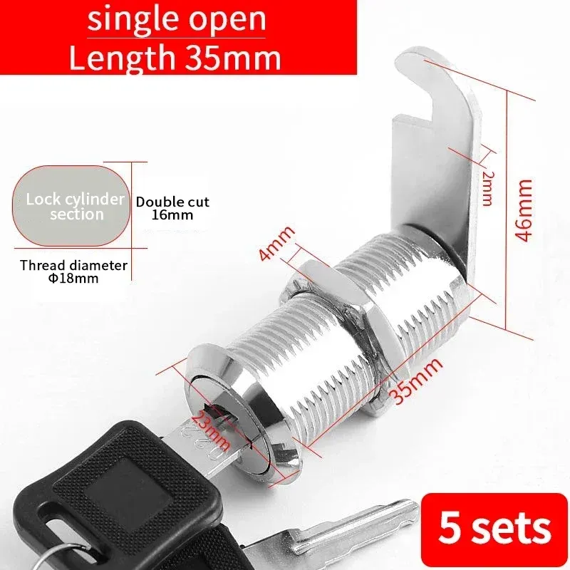 Metal Cylinder Cam Lock with 2 Keys for Cabinets, Lockers, Drawers, Mailboxes, File Cabinets - Available in Same Key or Different Key Options, 16mm showcase 9