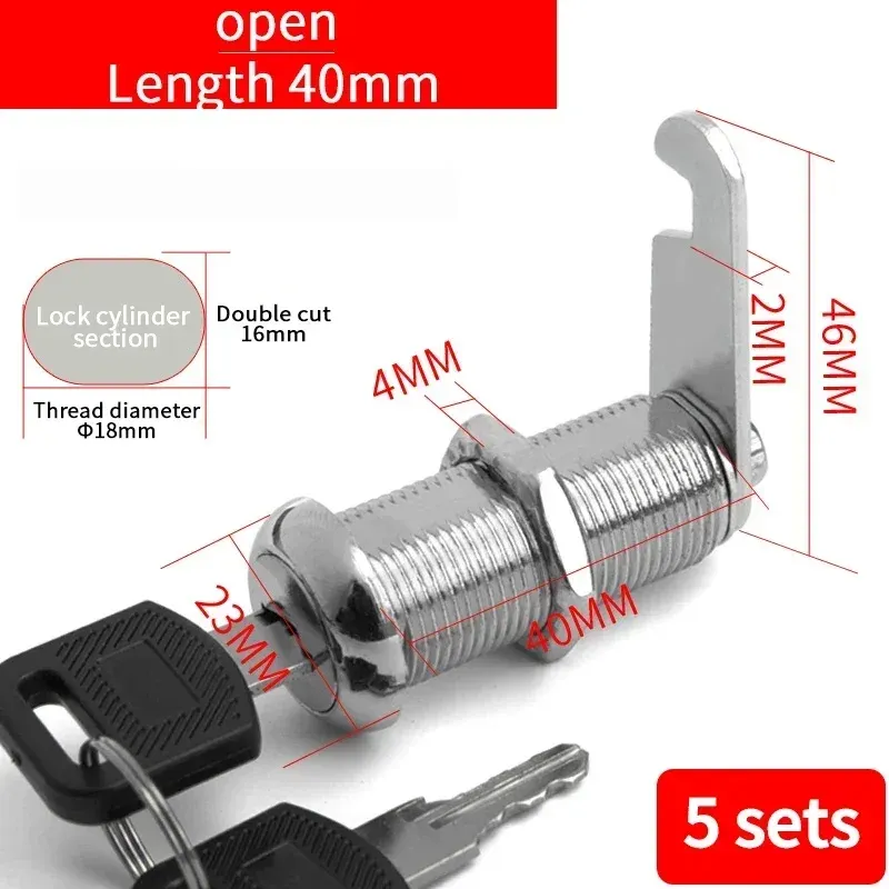 Metal Cylinder Cam Lock with 2 Keys for Cabinets, Lockers, Drawers, Mailboxes, File Cabinets - Available in Same Key or Different Key Options, 16mm showcase 21