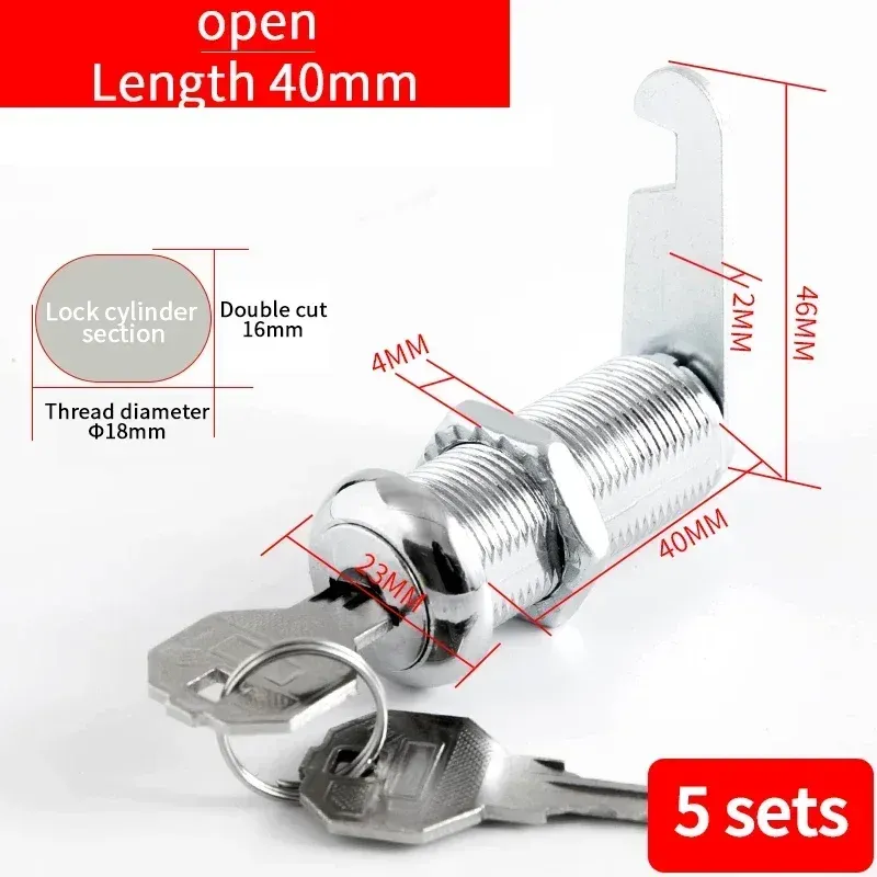 Metal Cylinder Cam Lock with 2 Keys for Cabinets, Lockers, Drawers, Mailboxes, File Cabinets - Available in Same Key or Different Key Options, 16mm showcase 26
