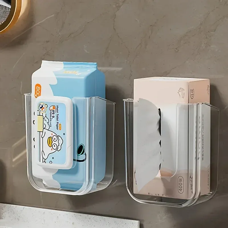 Wall Mounted Wet Tissue Storage Box with Large Opening, Non-Perforated Design, Strong Load-Bearing for Bathroom Organization thumbnail 1
