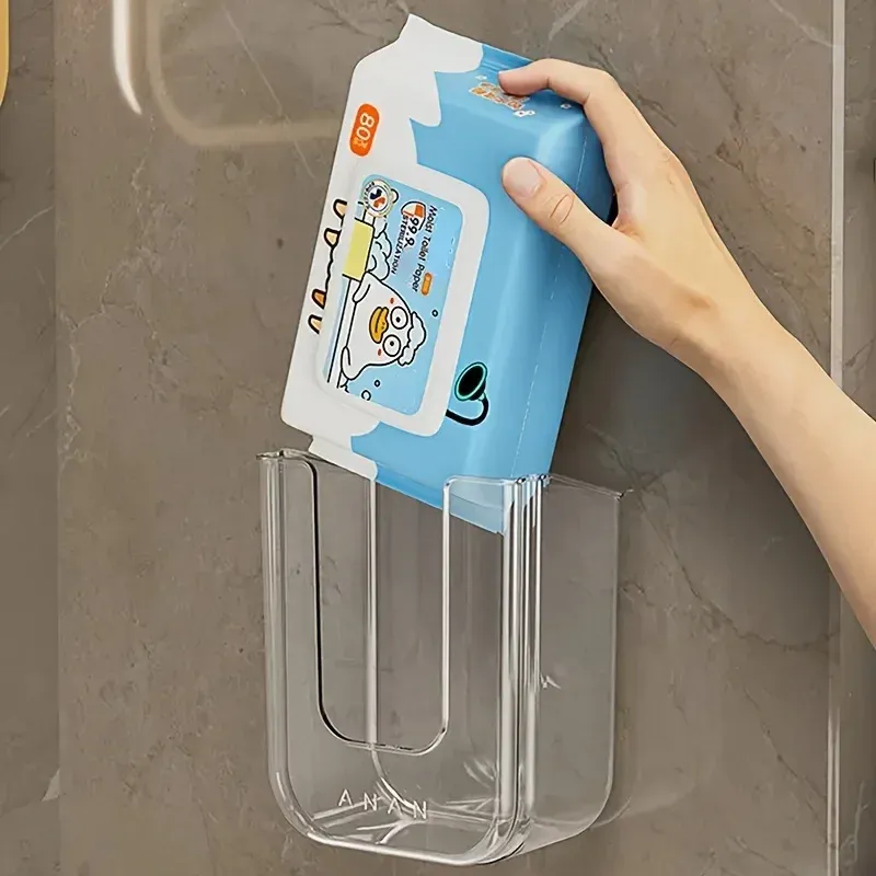 Wall Mounted Wet Tissue Storage Box with Large Opening, Non-Perforated Design, Strong Load-Bearing for Bathroom Organization thumbnail 4