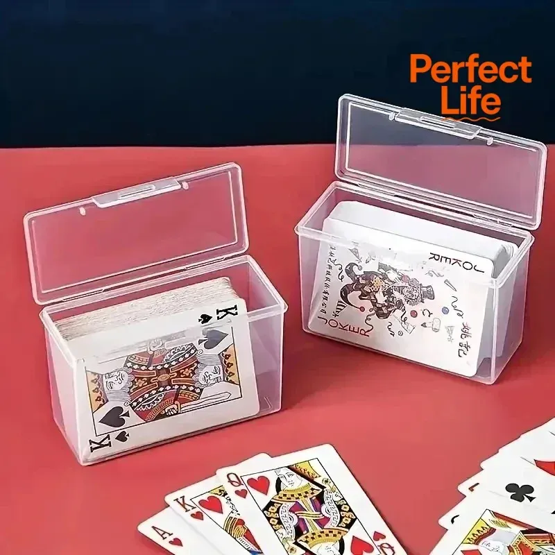 Clear Plastic Card Storage Box Organizer - Durable, Transparent Holder for Game Cards, Business Cards, Collectibles - Compact & Portable 10x6.5x4cm showcase 1