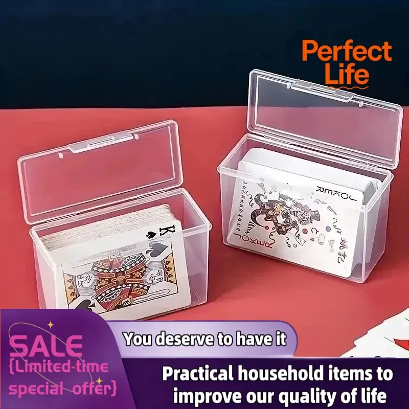 Clear Plastic Card Storage Box Organizer - Durable, Transparent Holder for Game Cards, Business Cards, Collectibles - Compact & Portable 10x6.5x4cm thumbnail 1