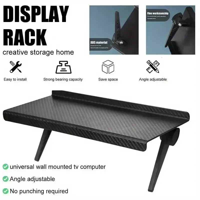 Adjustable Computer TV Screen Top Shelf Mount Holder for Wireless Router Set-top Box - Durable ABS Plastic with Non-Slip Grip, Black/White Options showcase 1