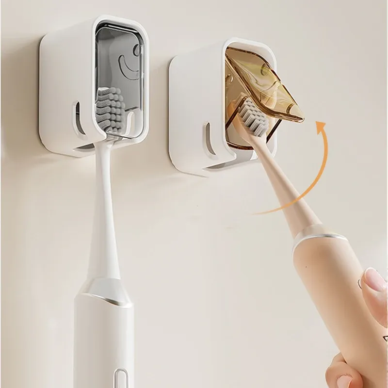 2PCS Wall Mounted Toothbrush Holder Flip-top Dustproof Storage Box for Electric Toothbrushes - Bathroom Organizer showcase 5