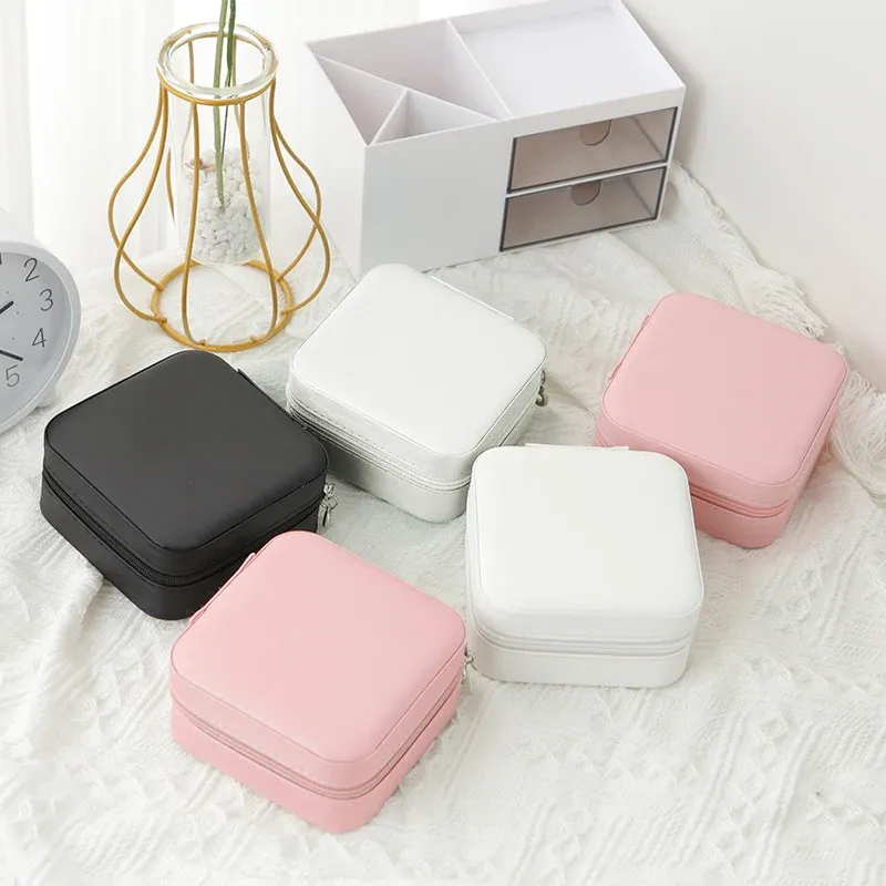 Fashionable PU Leather Single Layer Jewelry Box for Women - Compact Travel Organizer, Classic Black, Pink, White Options showcase 1