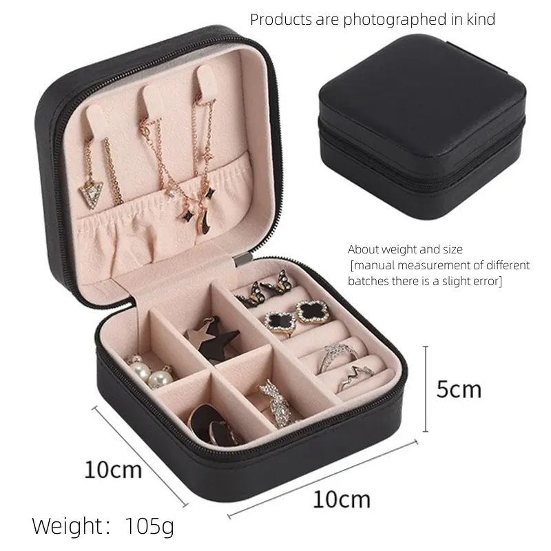 Fashionable PU Leather Single Layer Jewelry Box for Women - Compact Travel Organizer, Classic Black, Pink, White Options thumbnail 6
