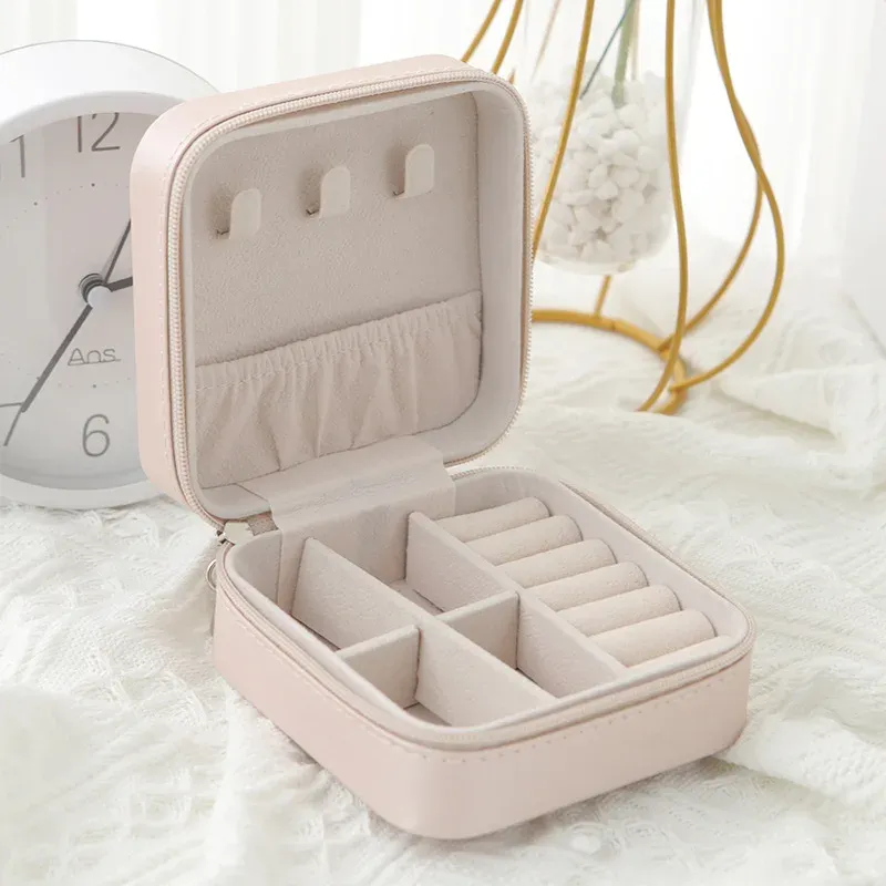 Fashionable PU Leather Single Layer Jewelry Box for Women - Compact Travel Organizer, Classic Black, Pink, White Options showcase 7