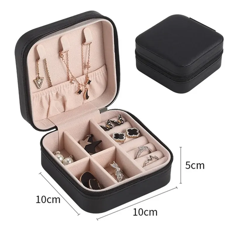 Fashionable PU Leather Single Layer Jewelry Box for Women - Compact Travel Organizer, Classic Black, Pink, White Options showcase 3