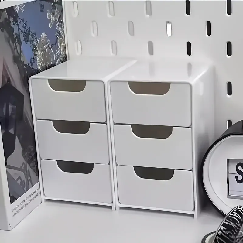 Chic 3-Tier Desk Organizer with Drawers - Portable Storage Box for Office Supplies, Makeup, Jewelry, Crafts & More showcase 1