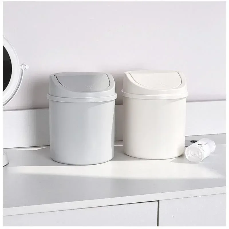 Mini Desktop Trash Can with Flip Lid, Small Plastic Waste Bin for Bedroom, Office Desk, Workspace Storage Box, Compact and Easy Clean showcase 13