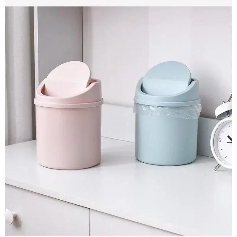 Mini Desktop Trash Can with Flip Lid, Small Plastic Waste Bin for Bedroom, Office Desk, Workspace Storage Box, Compact and Easy Clean showcase 7