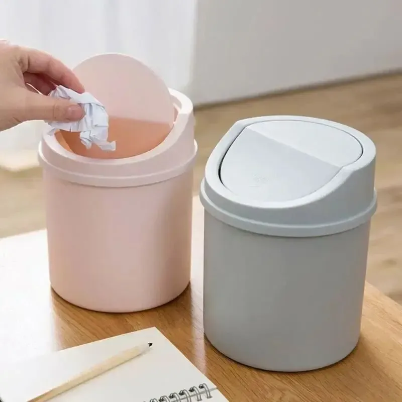 Mini Desktop Trash Can with Flip Lid, Small Plastic Waste Bin for Bedroom, Office Desk, Workspace Storage Box, Compact and Easy Clean thumbnail 4